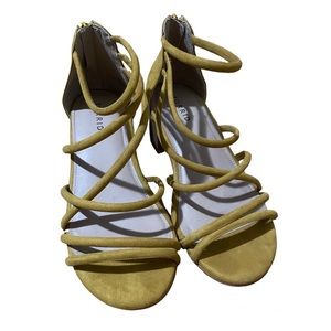 Torrid Strappy Block Heel Sandals in Mustard Women's Wide Width Size